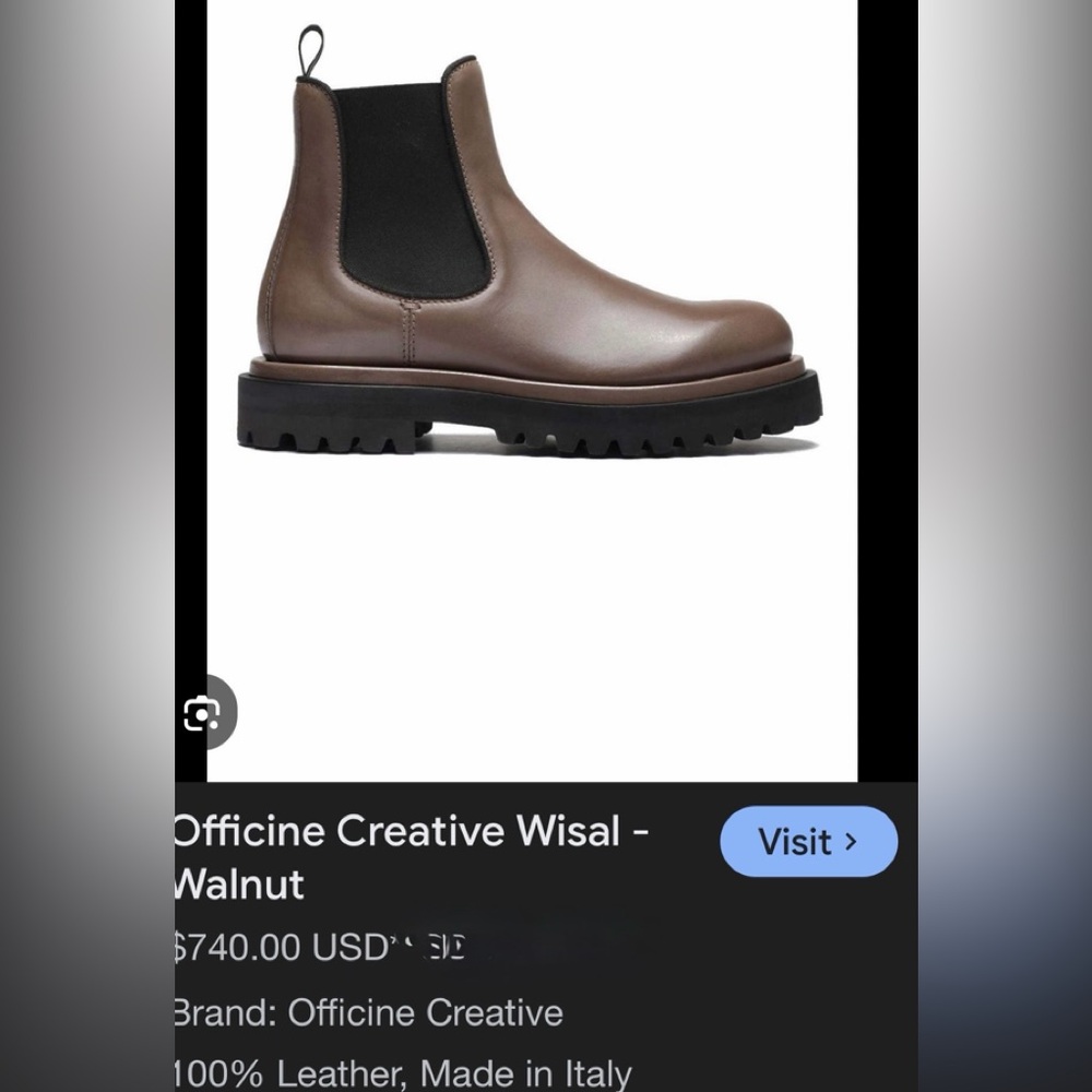 BNIB officine creative wisal brown chelsea leather boots sz 39 $740- $600 off